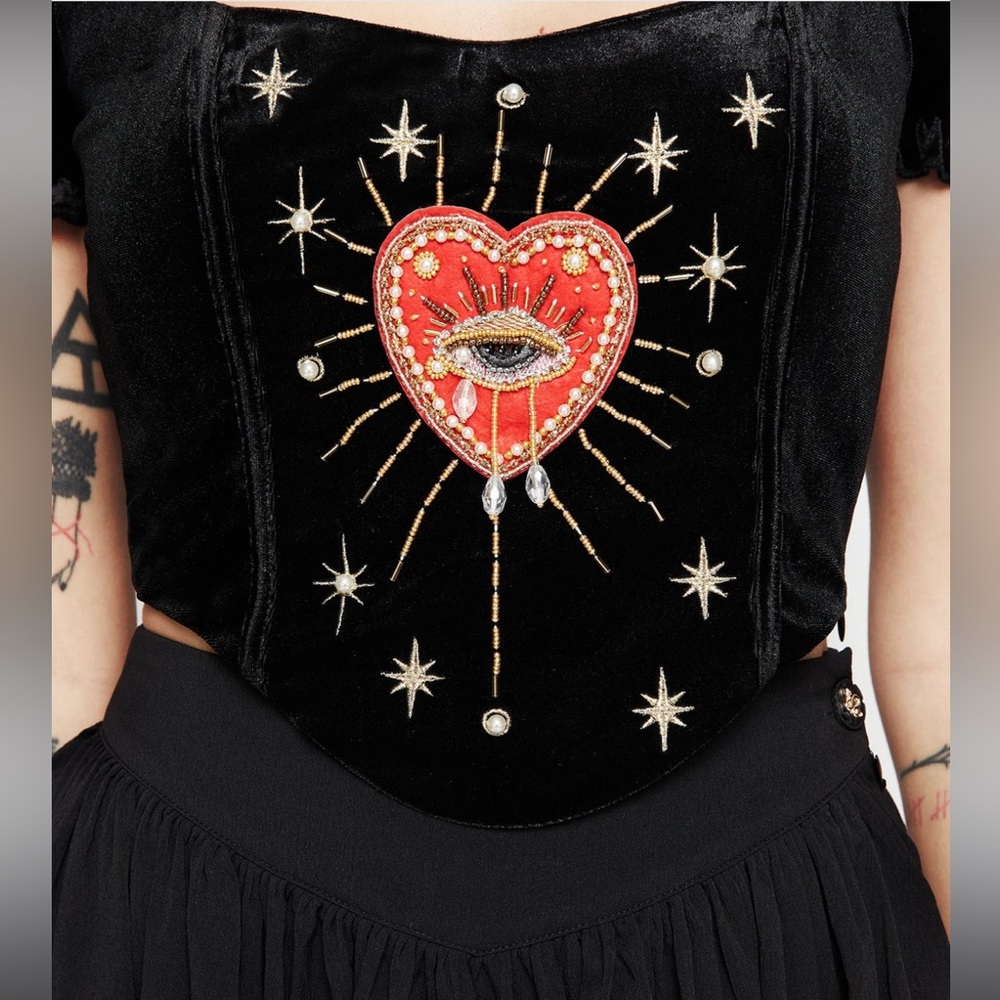 Ingrid Embroidered Applique Corset Top Disturbia